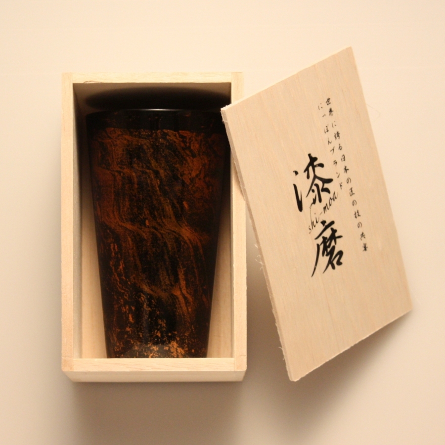 漆磨カップ 2重ストレートカップ 黒白檀 - 漆磨カップ - 伝統工芸王国